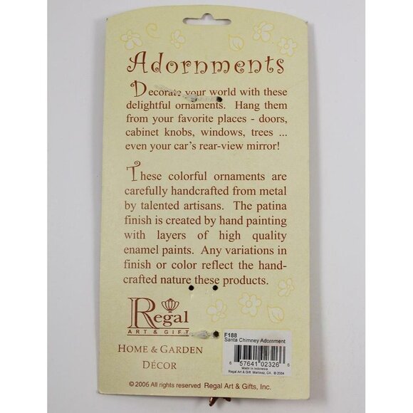 Regal Art & Gift Santa Chimney Adornment Hand Painted Metal Ornament F188 2006 - Picture 2 of 2